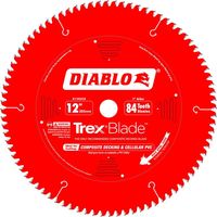 Diablo D1284CD Circular Saw Blade, 12 in Dia, 1 in Arbor, 84-Teeth, Carbide Cutting Edge
