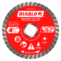Diablo DMADT0450 Cut-Off Disc, 4-1/2 in Dia, 7/8 in, 5/8 in, 20 mm Arbor, Diamond Cutting Edge