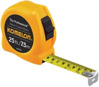 KOMELON 4925IM Tape Measure, 25 ft L Blade, 1 in W Blade, Steel Blade, ABS Case, Yellow Case