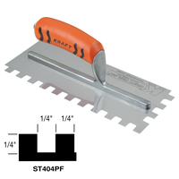 KRAFT TOOL ST404PF Tile Trowel, 11 in L, 4-1/2 in W, Square Notch, Soft Grip Handle