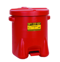 EAGLE 937FL Oily Waste Can, 14 gal Can, HDPE, Red, Foot-Operated Self-Closing Closure
