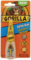 Gorilla 7500102 Super Glue Brush and Nozzle, Liquid, Irritating, Straw/White Water, 10 g Bottle