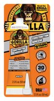 Gorilla 8020002 Construction Adhesive, White, 2.5 oz Tube