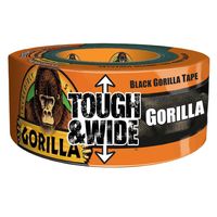 Gorilla 6003001 Duct Tape, 25 yd L, 3 in W, Cotton/Polymer Backing, Black