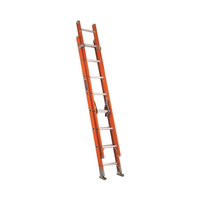 Louisville FE3216 Extension Ladder, 193 in H Reach, 300 lb, 1-1/2 in D Step, Fiberglass, Orange