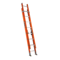 Louisville FE3200 Series FE3228 Extension Ladder, 300 lb, 28-Step, 1-1/2 in D Step, Fiberglass