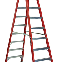 Louisville FM1500 Series FM1510 Twin Front Step Ladder, 10 ft H, Type IA, Fiberglass, 300 lb