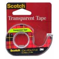 3M Scotch Transparent 144 Office Tape, 1/2" x 450" in dispenser
