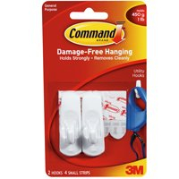 3M 17002 Command Small White Utility Hooks, 2-Pack