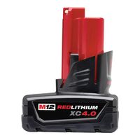 Milwaukee 48-11-2440 M12 Rechargeable Battery Pack, 12 V Battery, 4 Ah