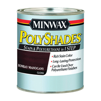 Minwax PolyShades 61480444 Wood Stain and Polyurethane, Gloss, Bombay Mahogany, Liquid, 1 qt, Can