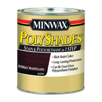 Minwax PolyShades 61380444 Wood Stain and Polyurethane, Satin, Bombay Mahogany, Liquid, 1 qt, Can