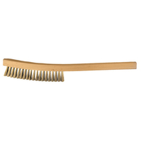 PFERD 89545 Wire Brush, 5-1/2 in L Brush, Brass Bristle, 1 in L Trim, Wood Handle, Curved Handle