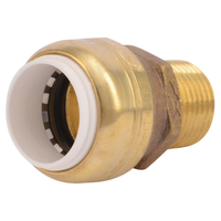 SharkBite UIP120A Pipe Connector, 1/2 in, Push-Fit x MNPT, Brass, SCH 40, SCH 80, SCH 180 Schedule, 