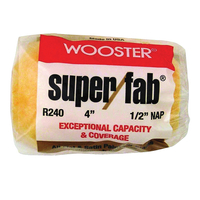 WOOSTER R240-4 Paint Roller Cover, 1/2 in Thick Nap, 4 in L, Knit Fabric Cover, Golden Yellow