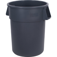CARLISLE 34105523 Round Trash Container, 55 gal Capacity, Polyethylene, Gray, Lid Closure