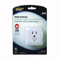 PowerZone OR802105 Surge Protector Power Strip, 125 V, 15 A, 1-Outlet, 900 Joules Energy, White