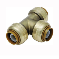 SharkBite U454LFA Pipe Tee, 3/4 x 1/2 x 1/2 in, Push-Fit, DZR Brass, 200 psi Pressure