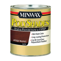 Minwax PolyShades 61340444 Wood Stain and Polyurethane, Antique Walnut, Liquid, 1 qt, Can