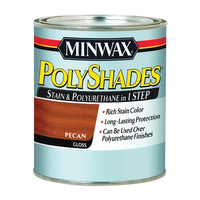 Minwax PolyShades 61420444 Wood Stain and Polyurethane, Gloss, Pecan, Liquid, 1 qt, Can