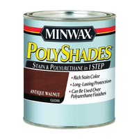Minwax PolyShades 61440444 Wood Stain and Polyurethane, Antique Walnut, Liquid, 1 qt, Can