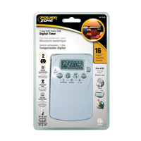 PowerZone TNDHD002 Timer, 15 A, 125 V, 1875 W, 2-Outlet, 16 On/Off Cycles Per Day