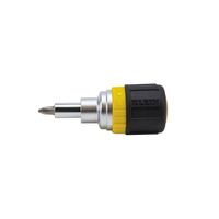 Klein 32593 6-in-1 Ratcheting Screwdriver, #1, #2, 1/4 in, 3/16 in Drive, Phillips, Slotted Drive