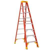 WERNER 6200 Series 6208 Step Ladder, 8 ft H, Type IA Duty, Fiberglass/Plastic/Rubber/Steel, 300 lb