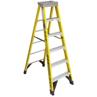 WERNER 7306 Step Ladder, 6 ft H, Type IAA Duty Rating, Fiberglass, 375 lb