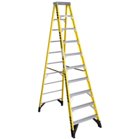 WERNER 7310 Step Ladder, 10 ft H, Type IAA Duty Rating, Fiberglass, 375 lb
