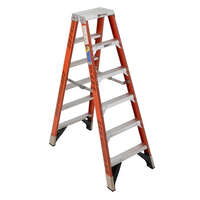 WERNER T7400 Series T7406 Step Ladder, 6 ft H, Type IAA Duty Rating, Aluminum/Fiberglass, 375 lb