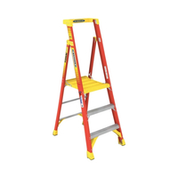 WERNER PD6203 Ladder, 3 ft Max Standing H, 300 lb, Type IA Rating, 3-Rung, Fiberglass, Yellow