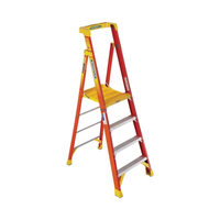 WERNER PD6204 Ladder, 4 ft Max Standing H, 300 lb, Type IA Duty Rating, 4-Rung,  Fiberglass, Yellow