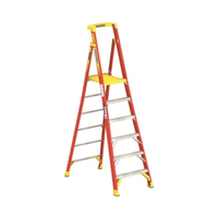 WERNER PD6206 Ladder, 6 ft Max Standing H, 300 lb, Type IA Duty Rating, 6-Rung, Fiberglass, Yellow