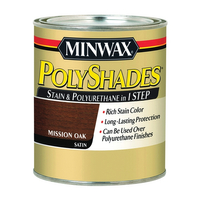 Minwax PolyShades 613850444 Wood Stain and Polyurethane, Satin, Mission Oak, Liquid, 1 qt, Can